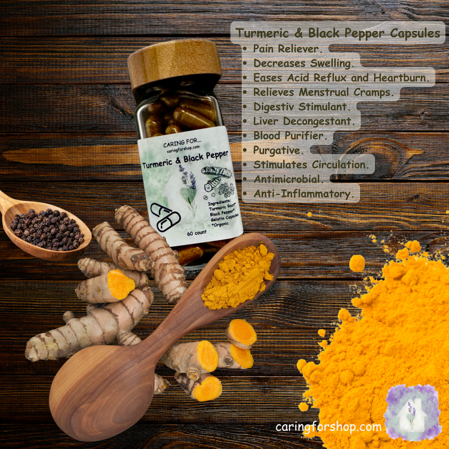 Tumeric & Black Pepper Capsules | Anti-Inflamatory Capsules | Digestive Aid