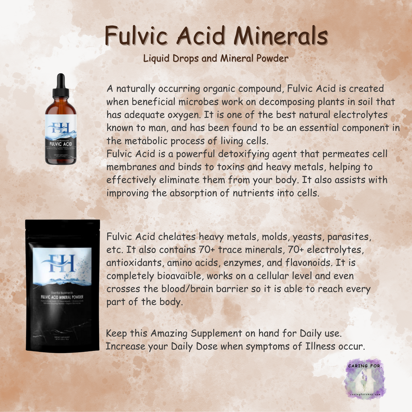 Fulvid Acid Mineral Powder | Essential Biominerals | 1oz (28g) | Heart & Body Naturals | Retail