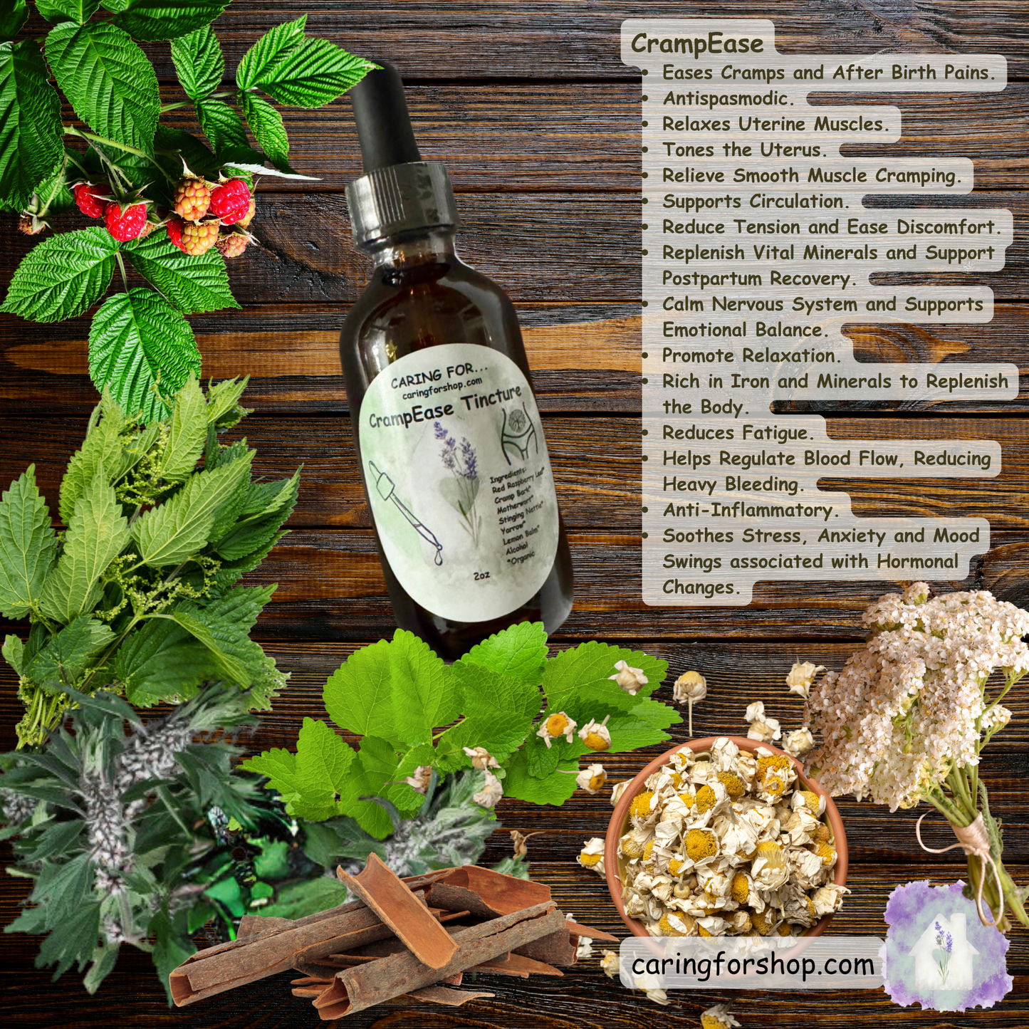 CrampEase Tincture | 2oz | Apothecary by Caring For... | M/B/T