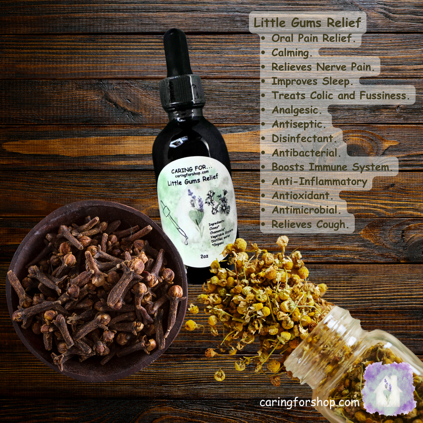 Little Gums Relief | 2oz | Teething Glycerite | Teething Relief | Oral Pain Relief | Apothecary by Caring For... | M/B/T
