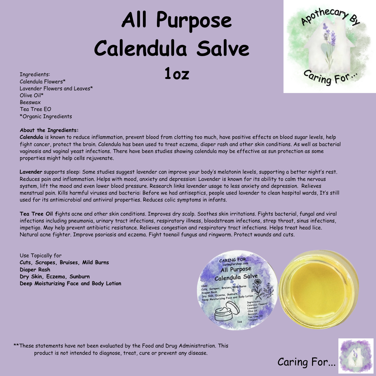 All Purpose Calendula Salve | Salve | B1G1-25%off | Apothecary by Caring For... | M/B/T