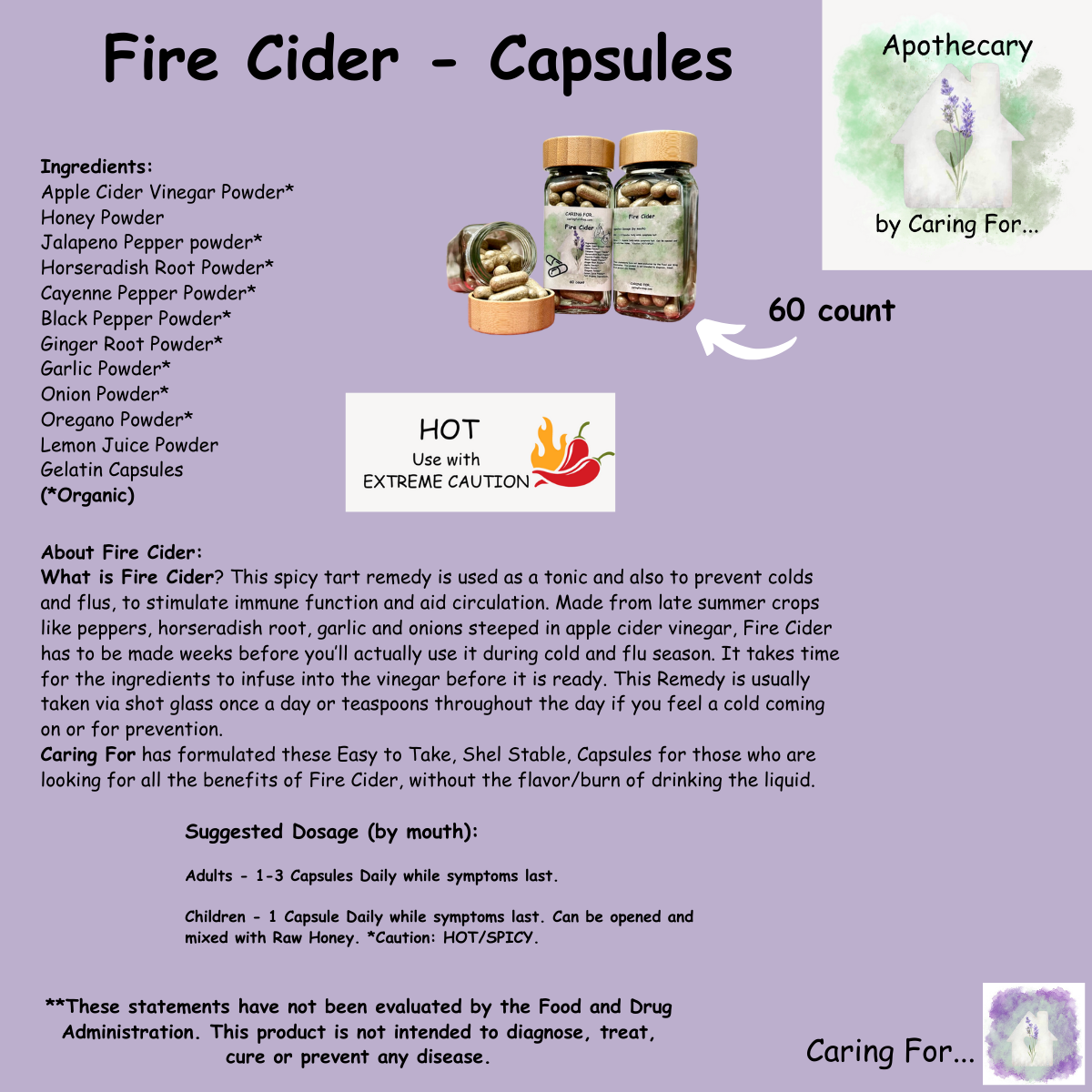 Fire Cider Capsules | Immune Aid | Apothecary by Caring For...