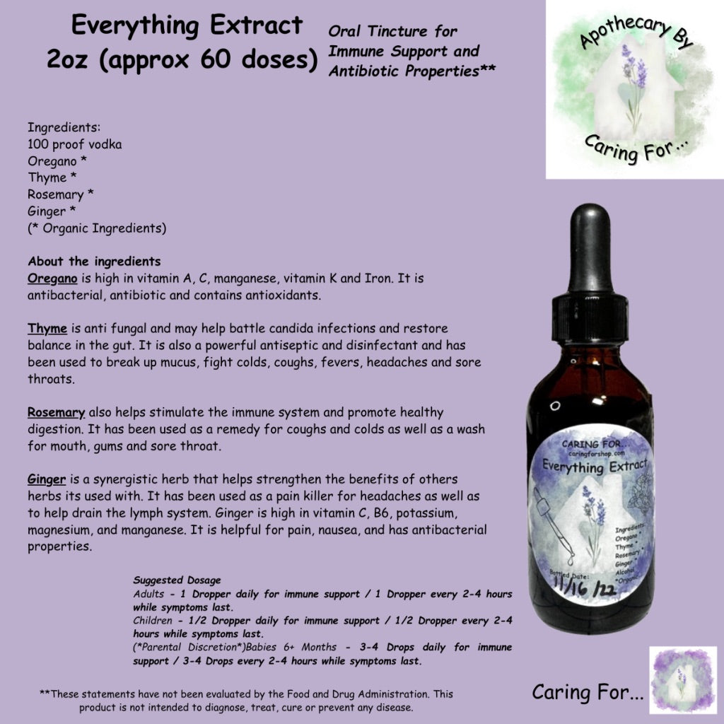 Everything Extract | 2oz | Immune Support | Antibiotic Properties | Apothecary by Caring For...