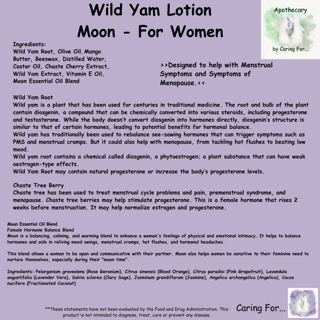 Wild Yam Lotion | 1 oz | B1G1-25%off | Check Listing for Options | Apothecary by Caring For...