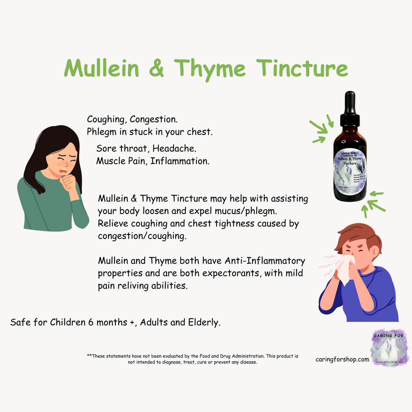 Mullein & Thyme Tincture | 2oz | Lung Health | Pain Reliever | Apothecary By Caring For...