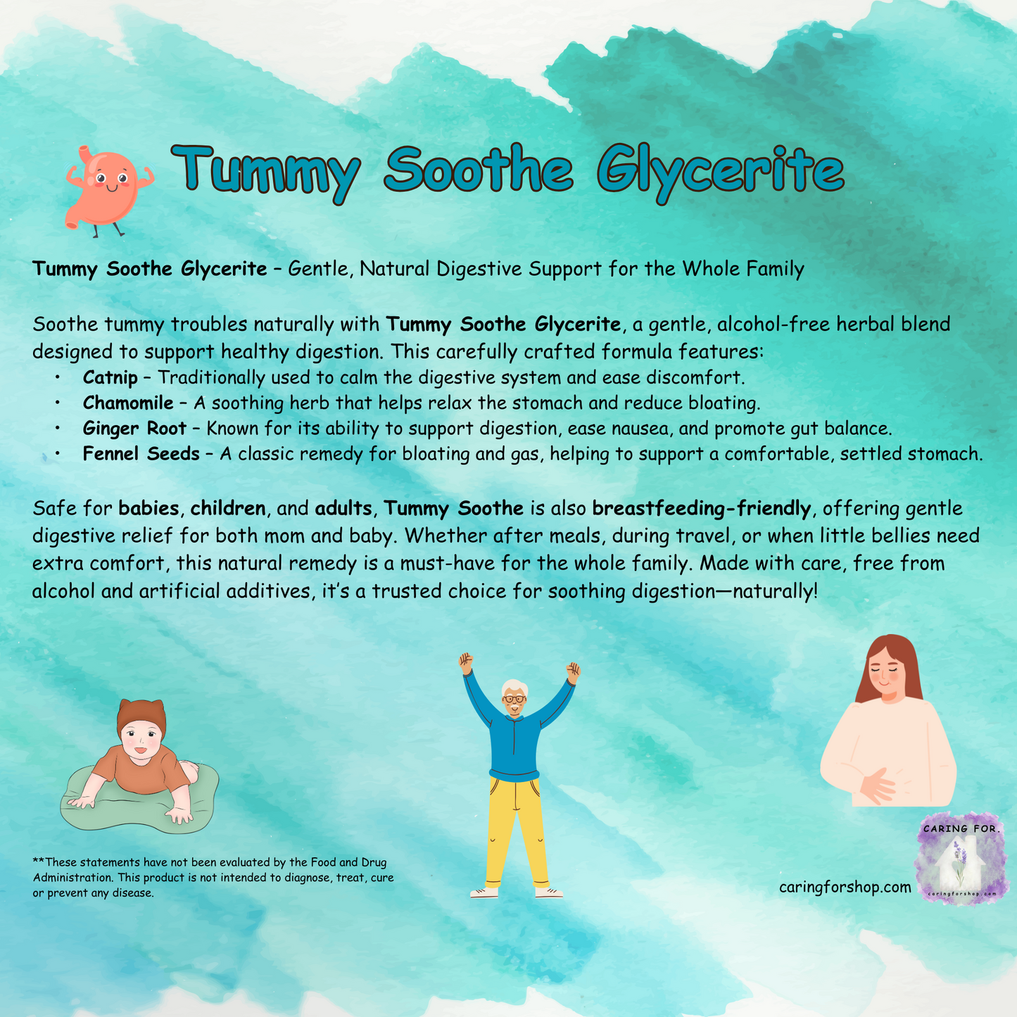 Tummy Soothe Glycerite | 2oz | Apothecary by Caring For... | M/B/T