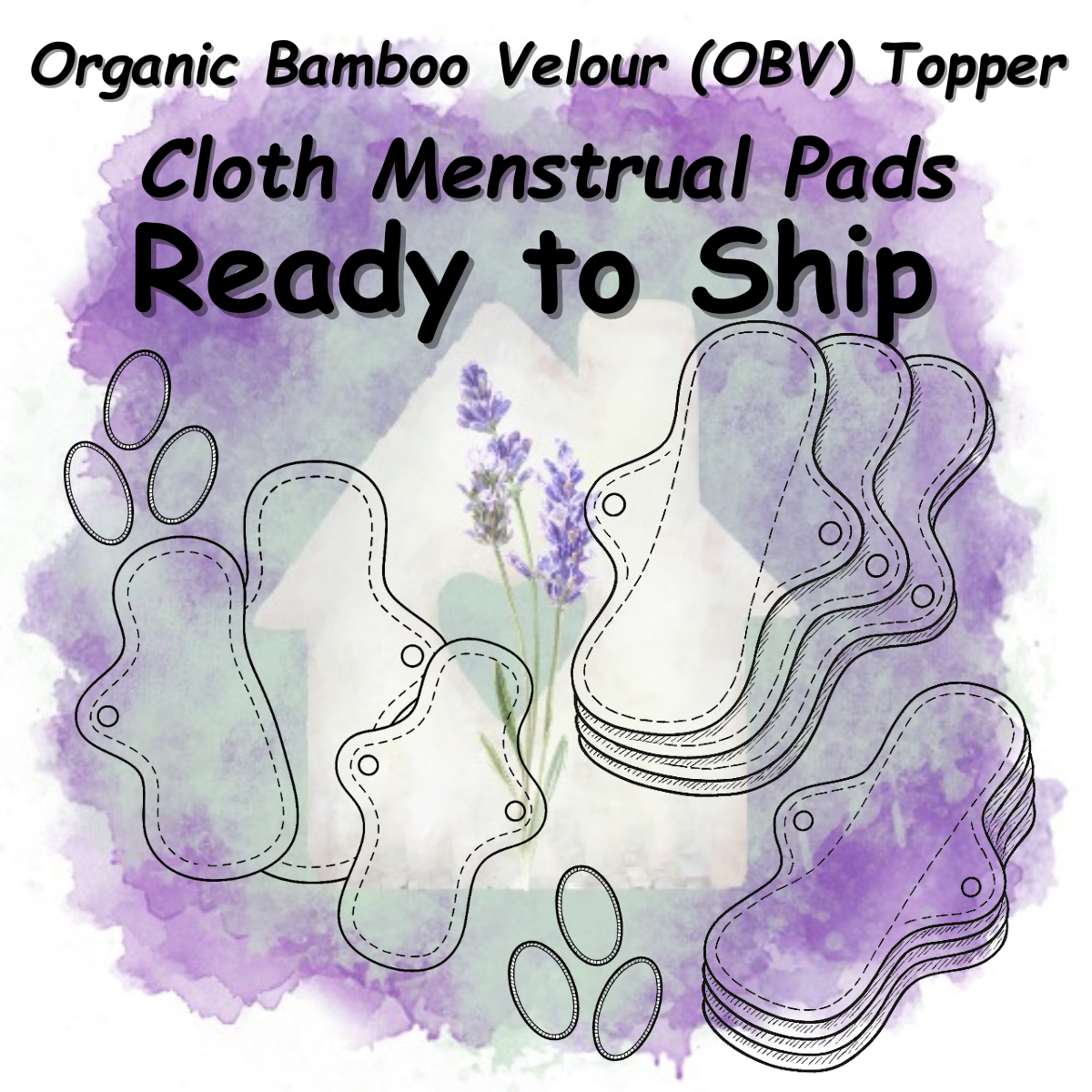 Organic Cloth Menstrual Pads | Bamboo Velour Reusable Menstrual Pads | Ready to Ship