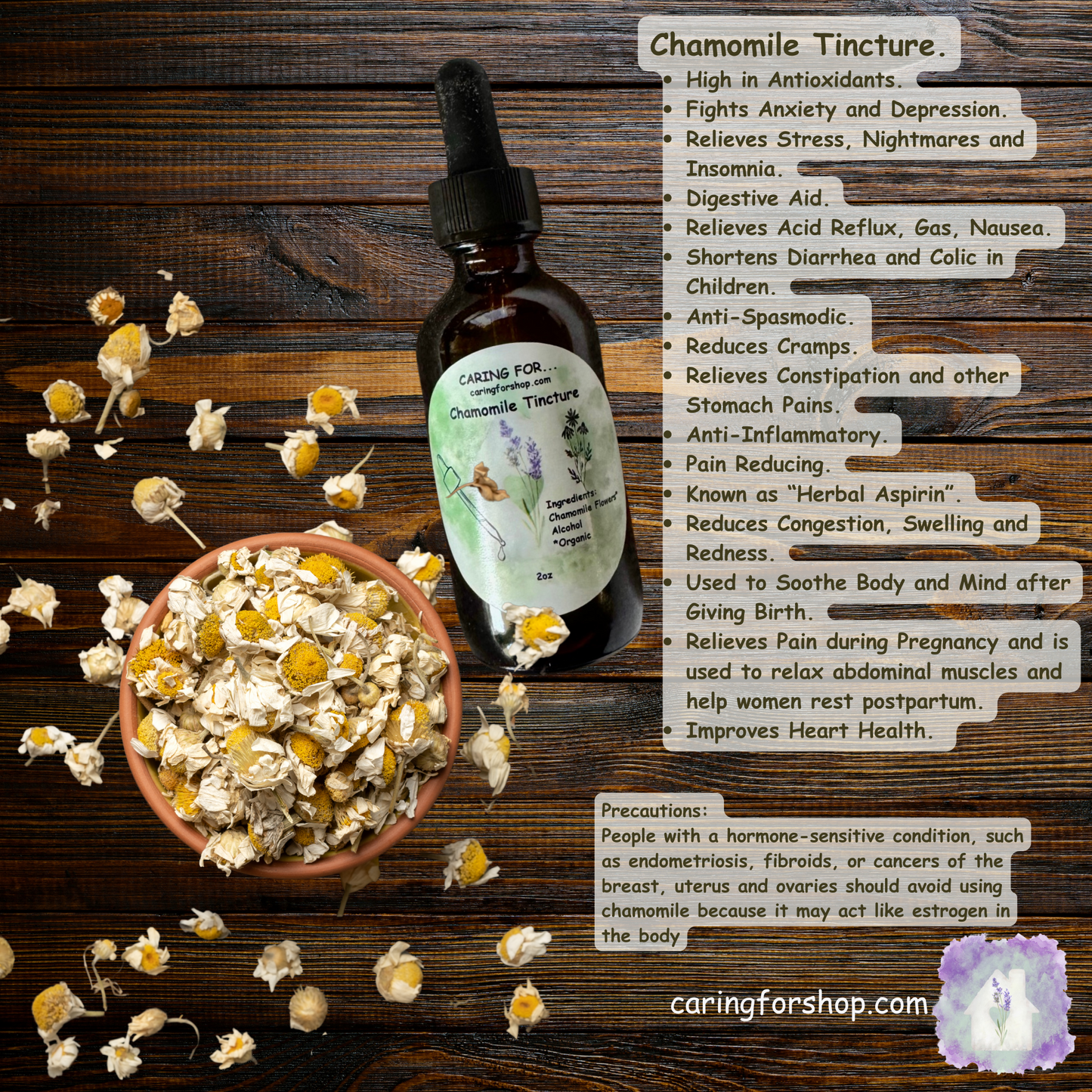 Chamomile Tincture | 2oz | Apothecary by Caring For... | M/B/T