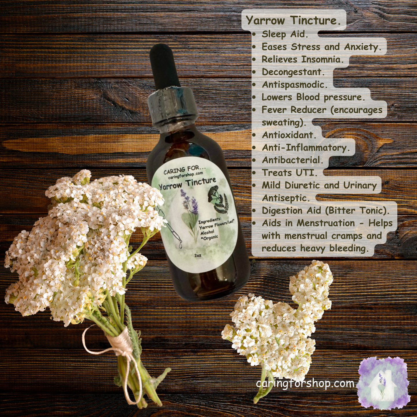 Yarrow Tincture | 2oz | Apothecary by Caring For... | M/B/T