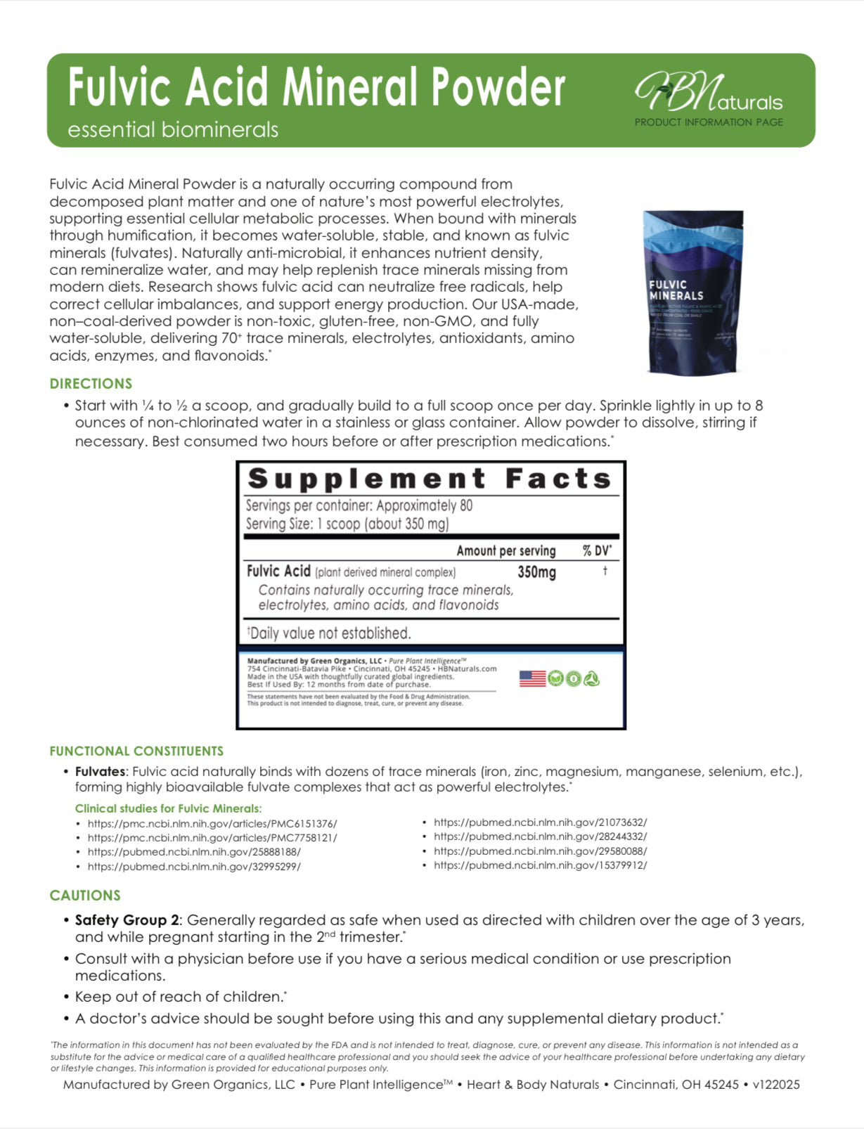 Fulvid Acid Mineral Powder | Essential Biominerals | 1oz (28g) | Heart & Body Naturals | Retail