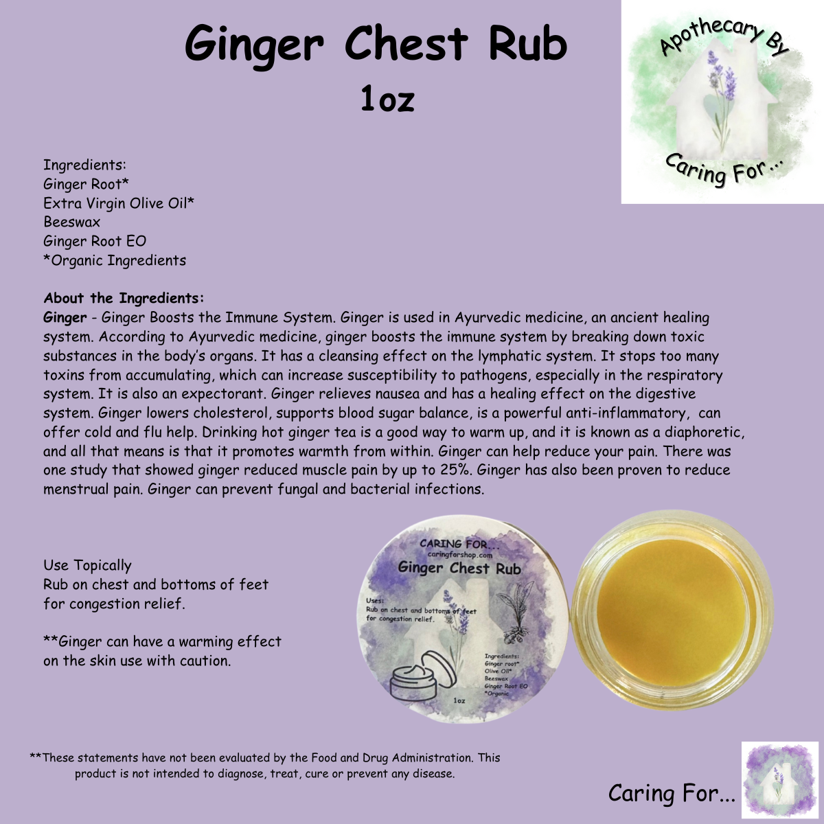 Ginger Chest Rub | Salve | Apothecary by Caring For...