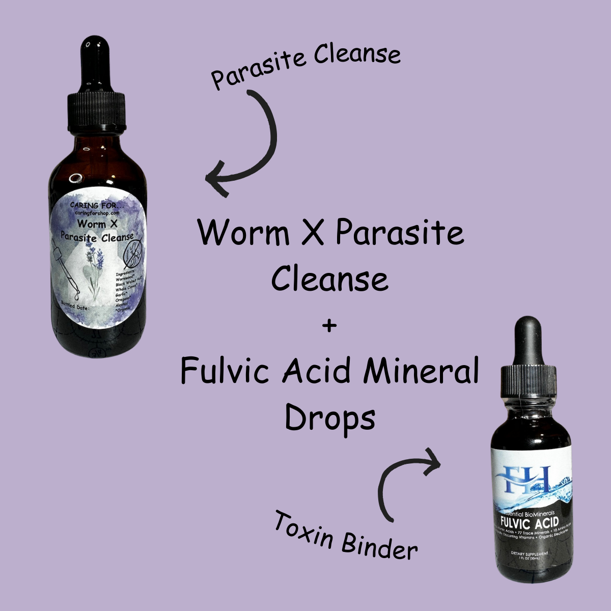 Bundle and Save | Parasite Cleanse + Toxin Binder Bundle | Worm X Parasite Cleanse Tincture + Fulvic Acid Mineral Drops | Apothecary