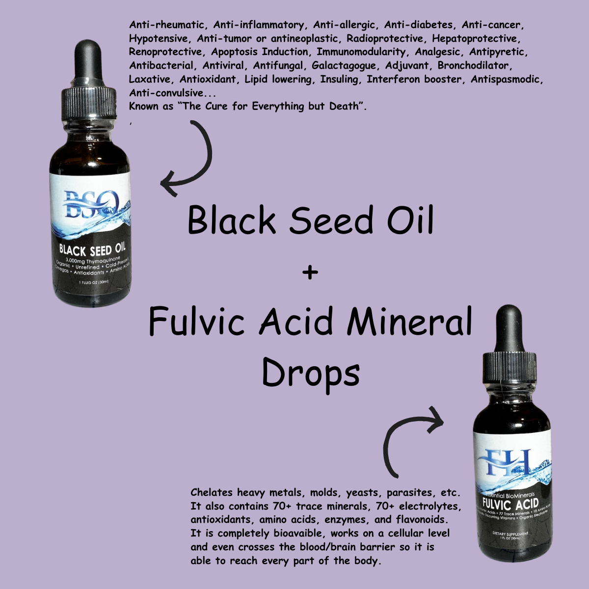 Bundle and Save | Fulvic Acid Mineral Drops | Black Seed Oil | Apothecary