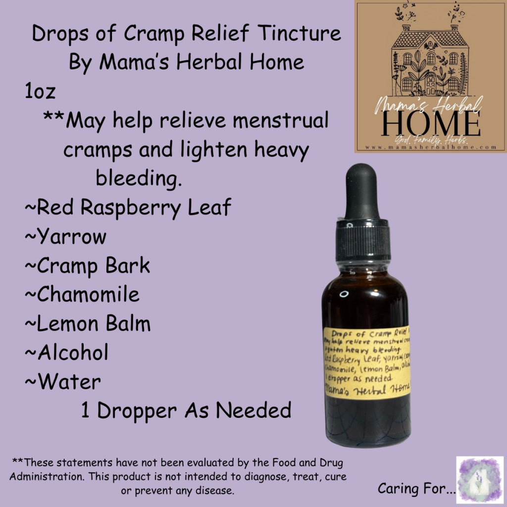 LAST CHANCE - THIS ITEM WILL NOT BE RESTOCKING | Cramp Relief Tincture | Drops of Cramp Relief | 1oz | Mama's Herbal Home | M/B/T