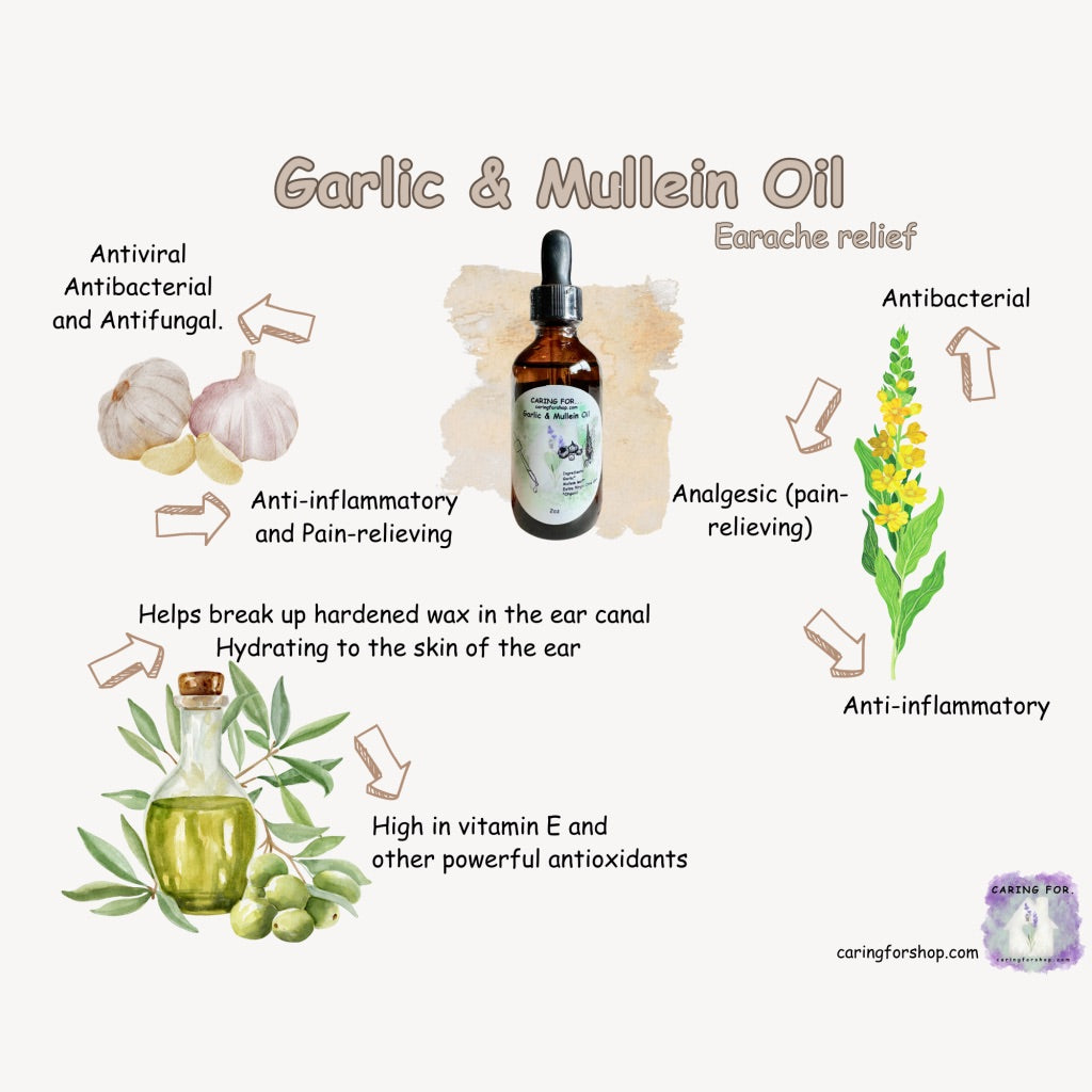 Garlic & Mullein Oil | 2oz | Earache Oil | Pain Relief Oil | Apothecary by Caring For...