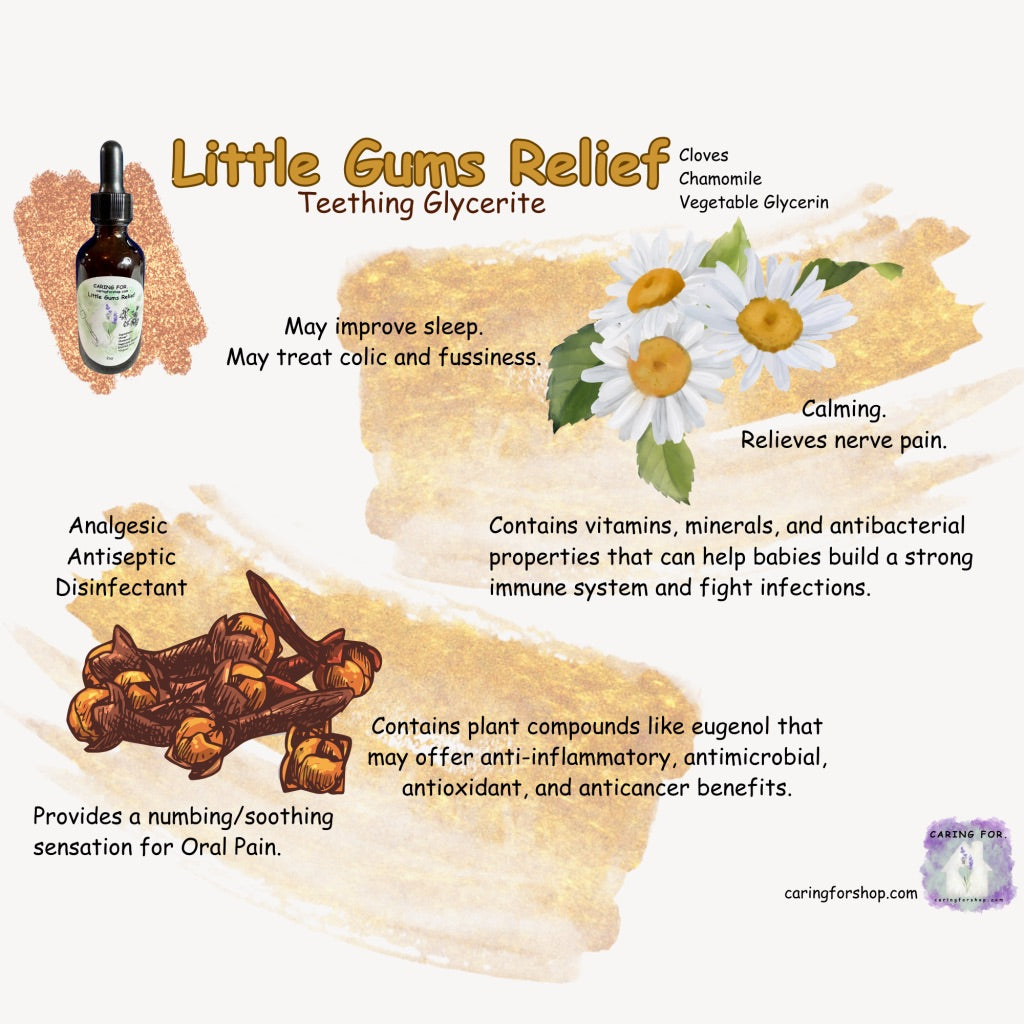 Little Gums Relief | 2oz | Teething Glycerite | Teething Relief | Oral Pain Relief | Apothecary by Caring For... | M/B/T