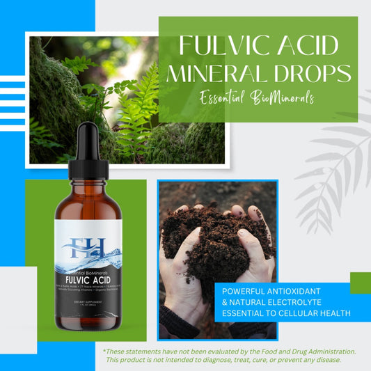 Buy 2 Get 1 Free | SALE | Fulvic Acid Mineral Drops | Essential Biominerals | 1oz | Heart & Body Naturals | Retail