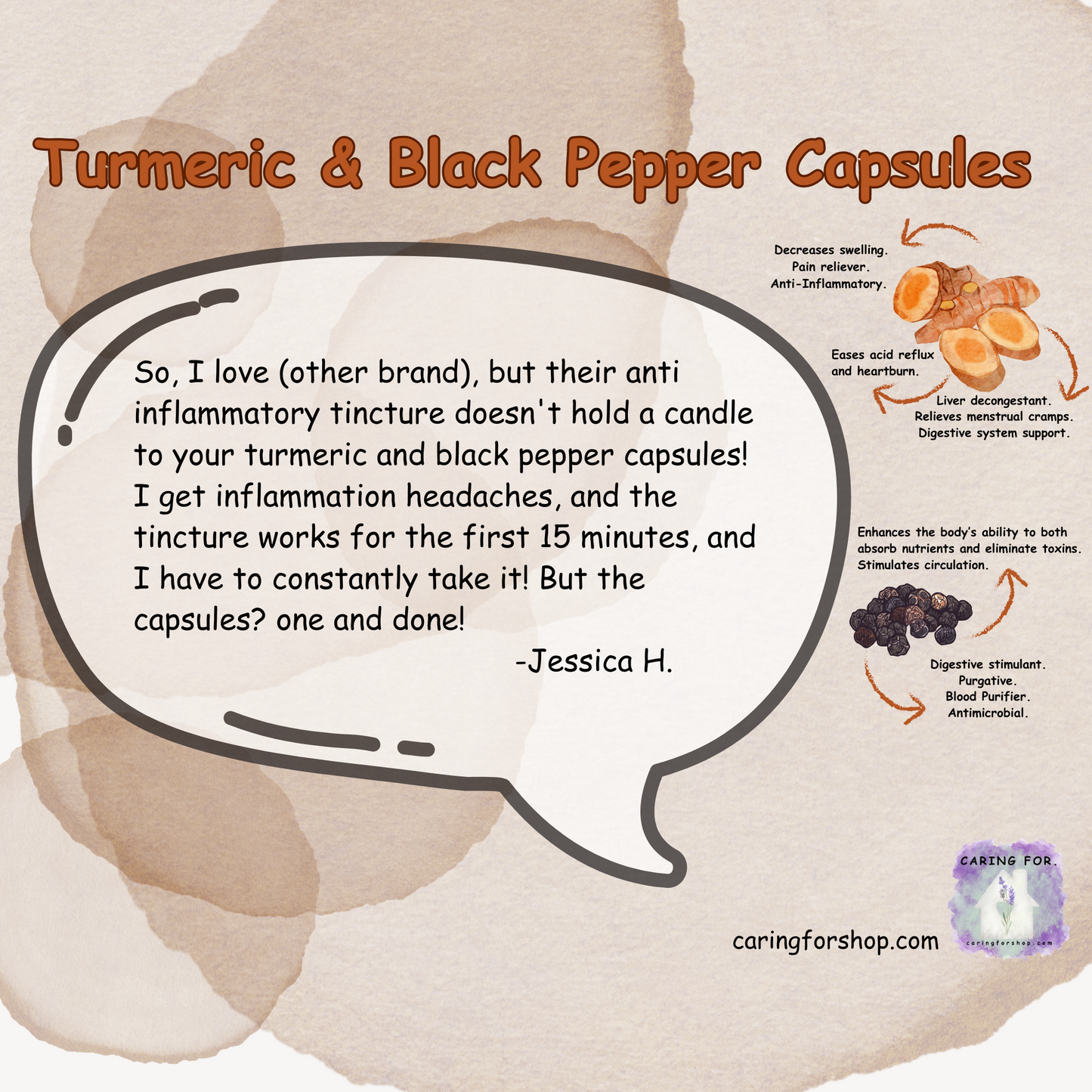 Tumeric & Black Pepper Capsules | Anti-Inflamatory Capsules | Digestive Aid | Apothecary by Caring For... | M/B/T